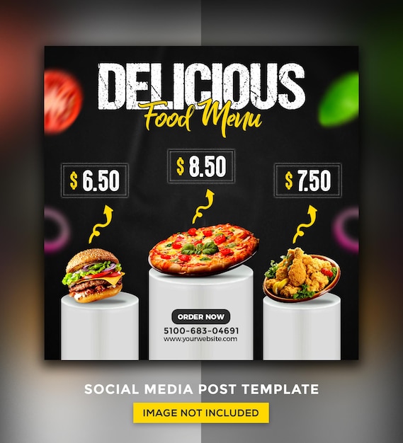 PSD promocja menu żywności w mediach społecznościowych szablon postu na instagram