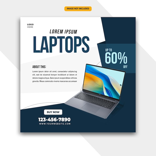 Promocja Sprzedaży Laptopów W Mediach Społecznościowych Post Design Psd Template