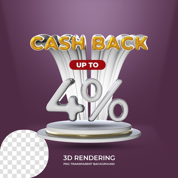 Promocja Sprzedaży Plakat Szablon Cash Back 4 Procent Renderowania 3d