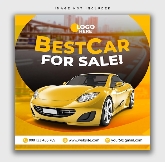 PSD promocja sprzedaży samochodów w mediach społecznościowych post baner