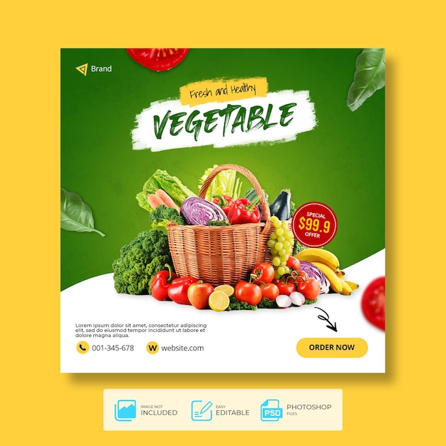 Promocja Zdrowej żywności Warzyw W Mediach Społecznościowych Szablon Transparentu