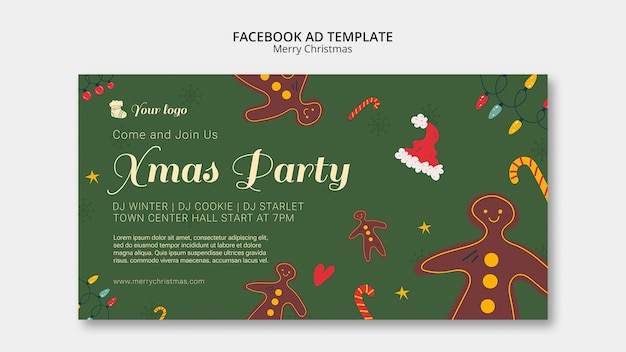 PSD promosjabloon voor kerstfeestjes voor sociale media