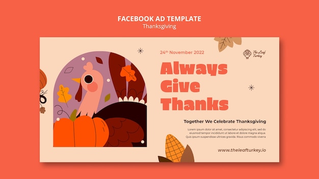 PSD promosjabloon voor sociale media voor thanksgiving-viering