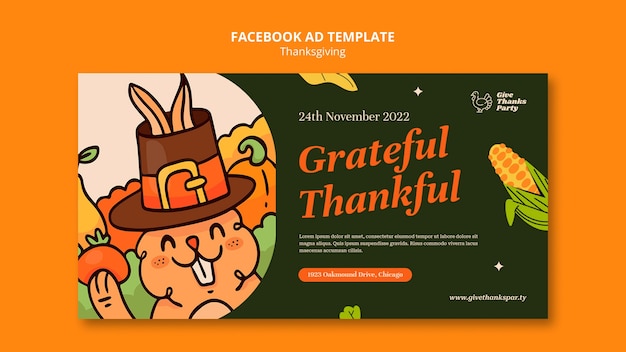 Promosjabloon voor sociale media voor thanksgiving-viering