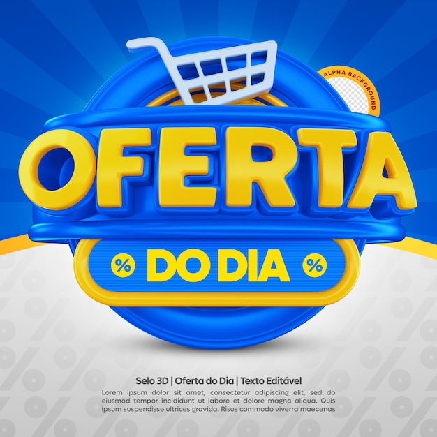 Promotie van de dag op sociale media in het Portugees voor campagne in Brazilië 3D Render