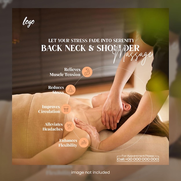 Promotie van rug-, nek- en schoudermassage