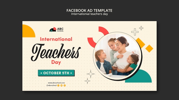 PSD promotiesjabloon voor lerarendag voor sociale media met geometrische vormen