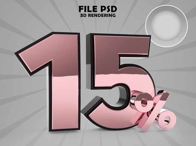 PSD promozione 15 gold rendering 3d