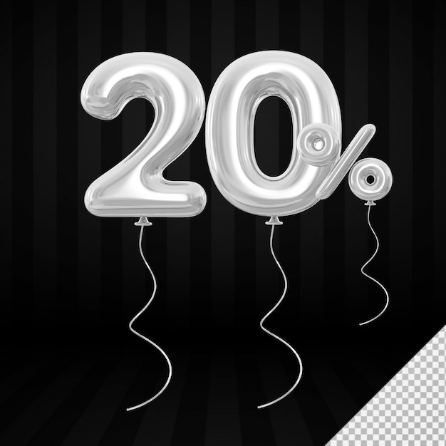 Promotion 20 percent silver balloon number