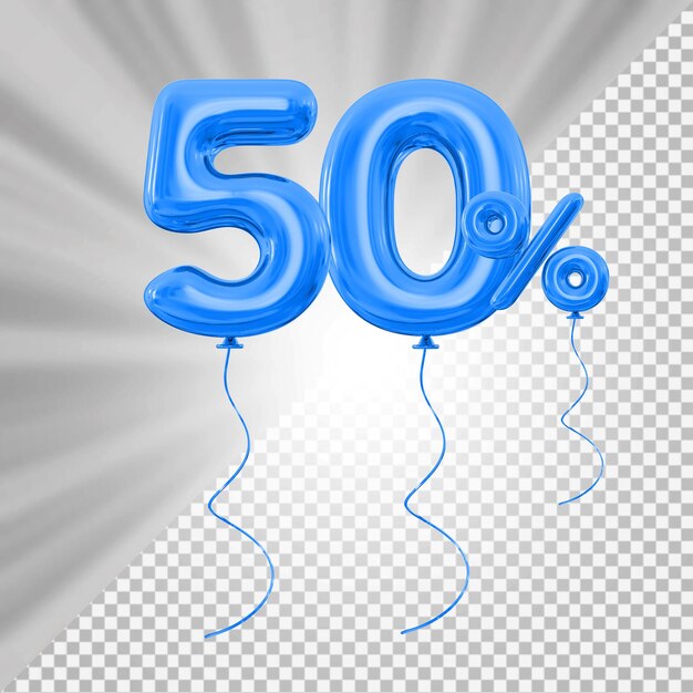 Promotion 50 percentage blue balloon number