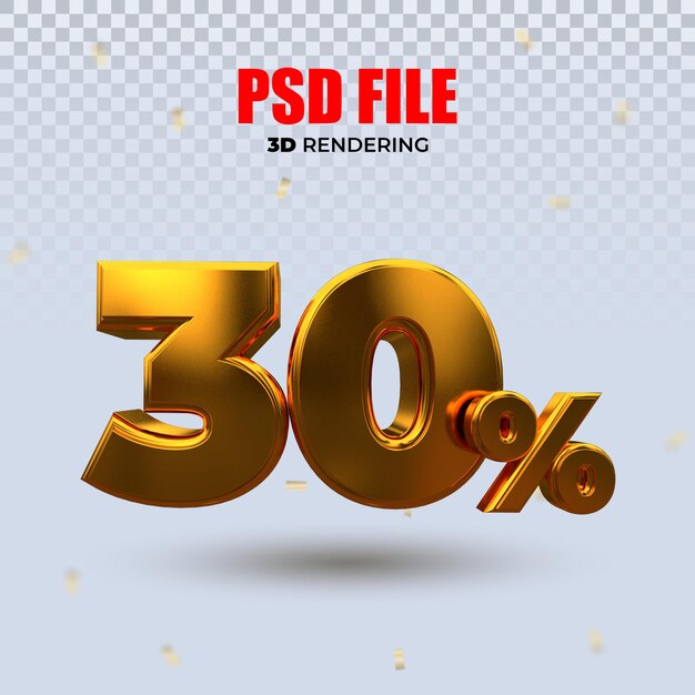 Promotion discount 30 percent 3d gold text