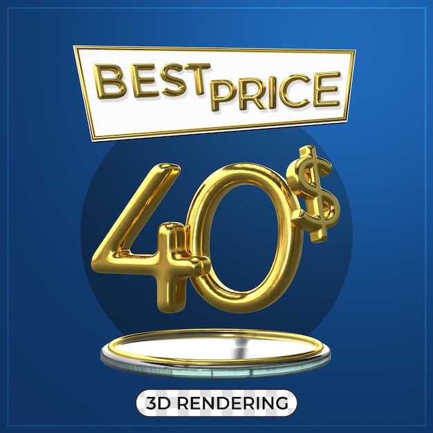 프로모션 포스터 3D 텍스트 제목 40US Dollar 3D 렌더링