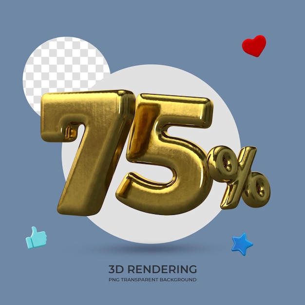 Promotion poster 75 percent off gold color 3d rendering