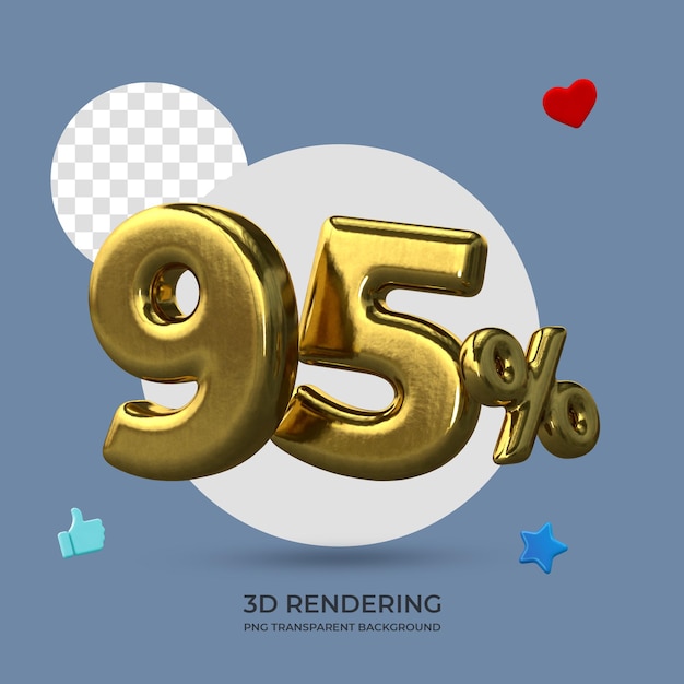 Poster promozionale 95 percento di sconto sul rendering 3d color oro