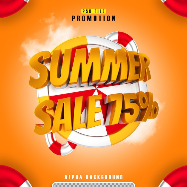 Promotion summer sale 75 gold in 3d rendering isolated