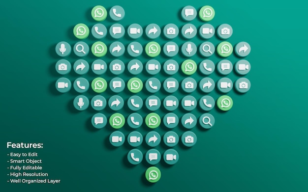 Promozione per post whatsapp circondati da 3d come love and comment icon