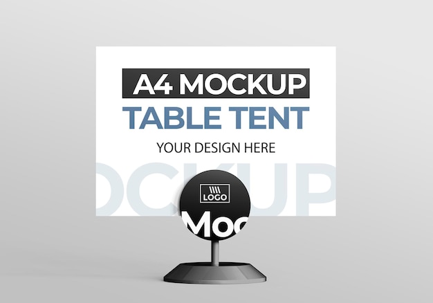 PSD promotional 3d table tent mockup for a4 display