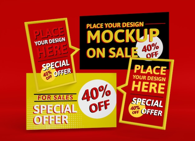 PSD mock-up promozionale di grande vendita con offerta speciale