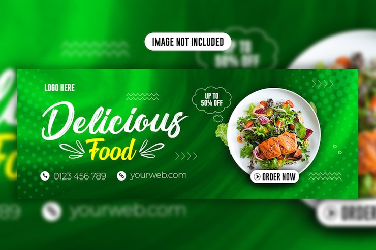 PSD プロモーションおいしい食品ソーシャルメディアカバーまたはウェブバナーデザインテンプレートプレミアムpsdプレミアムpsd
