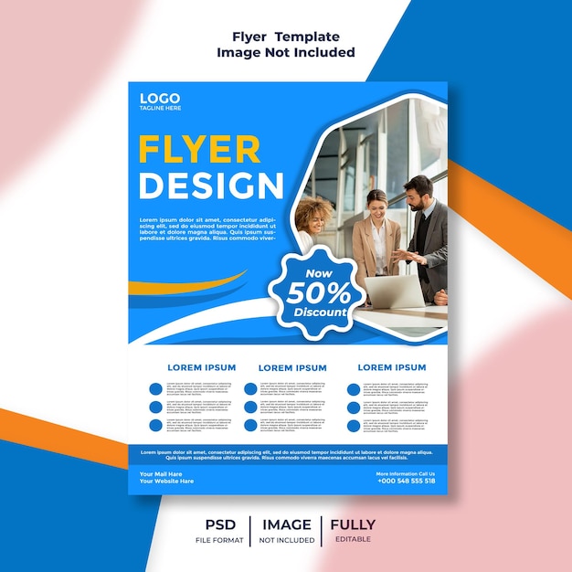 promotional flyer template with 50 discount and corporate design