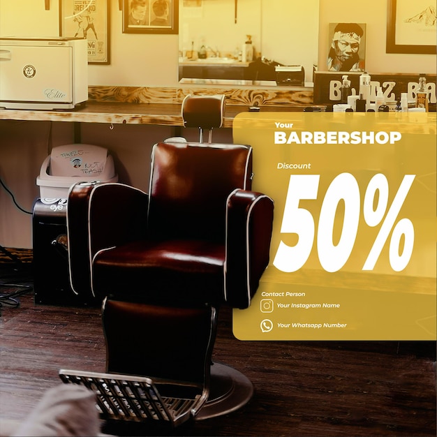 PSD promotional mockup for barbershop