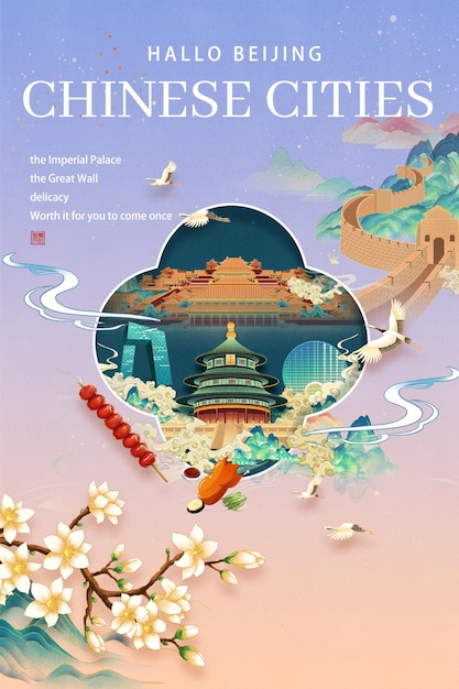 PSD promotional posters for the chinese city of beijing