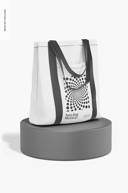 promotional tote bag with pocket mockup perspective