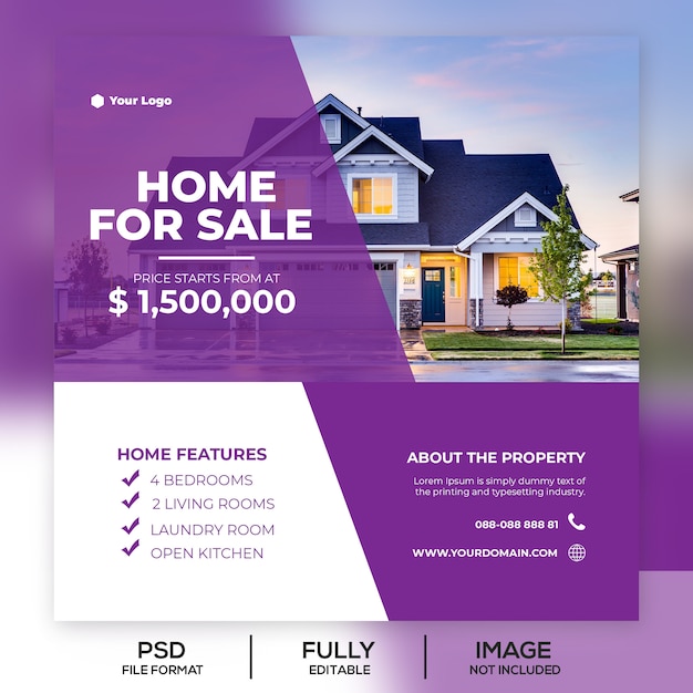 PSD property instagram post template banner