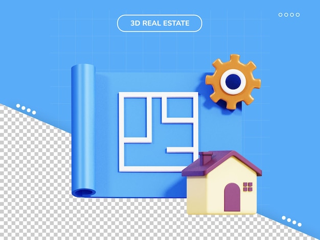 PSD property plan 3d icon