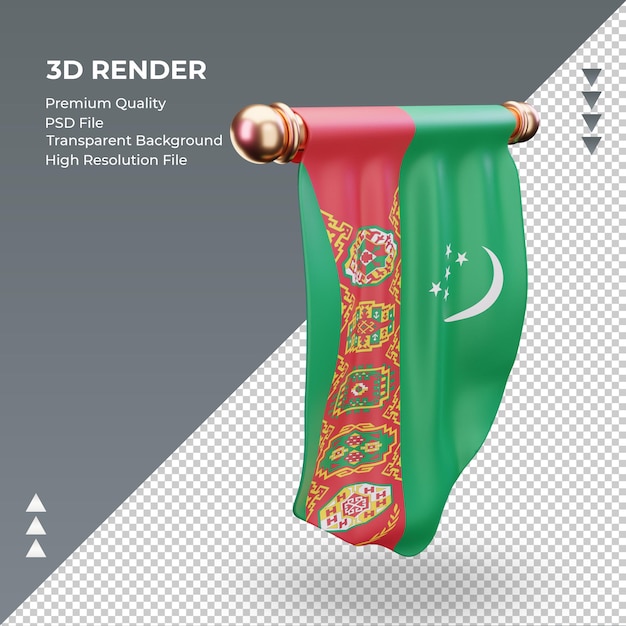 Proporczyk 3d Flaga Turkmenistanu Renderujący Lewy Widok