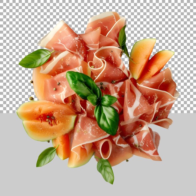 PSD prosciutto bacon embutido on transparent background ai generated