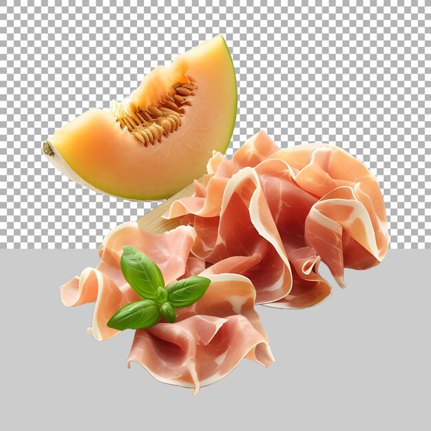 PSD prosciutto bacon embutido on transparent background ai generated