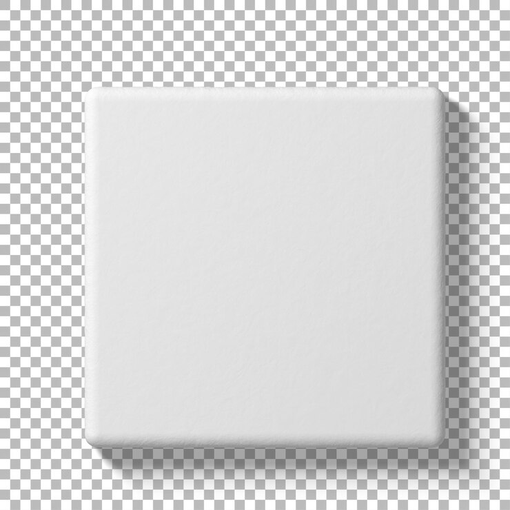 Prosta biała kwadratowa płytka z subtelnym cieniem sugerującym minimalistyczny element projektowy
