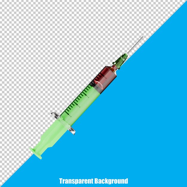 PSD prosta strzykawka 3d o realistycznym wyglądzie na przezroczystym tle