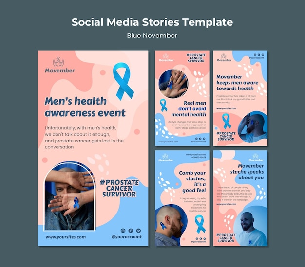 PSD prostate cancer awareness instagram stories set