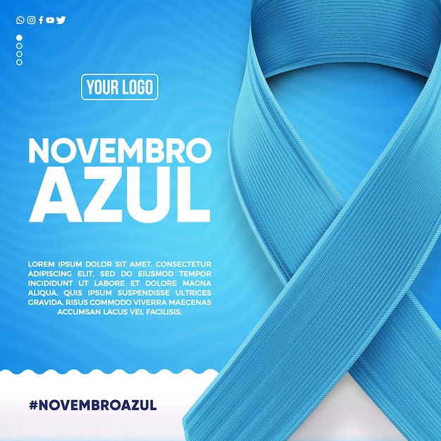 Prostate cancer month concept post feed template in brazil