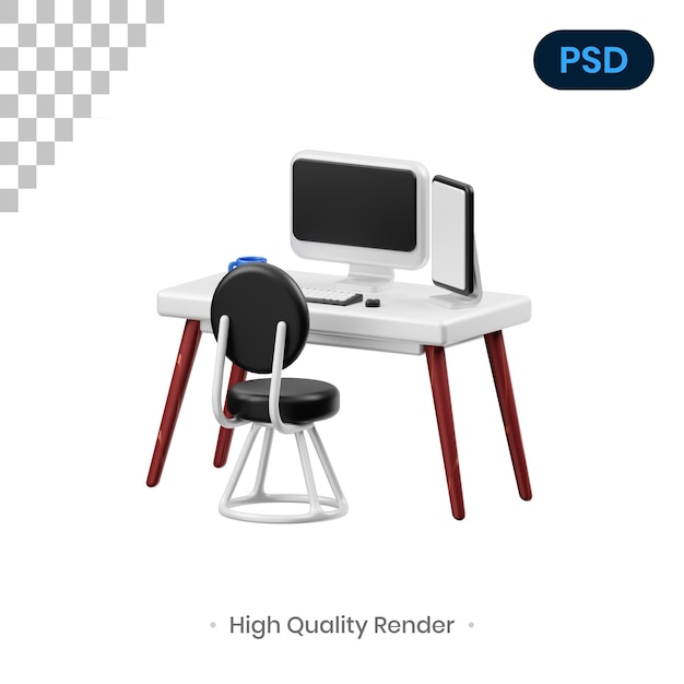 PSD proste biurko 3d render ilustracji premium psd
