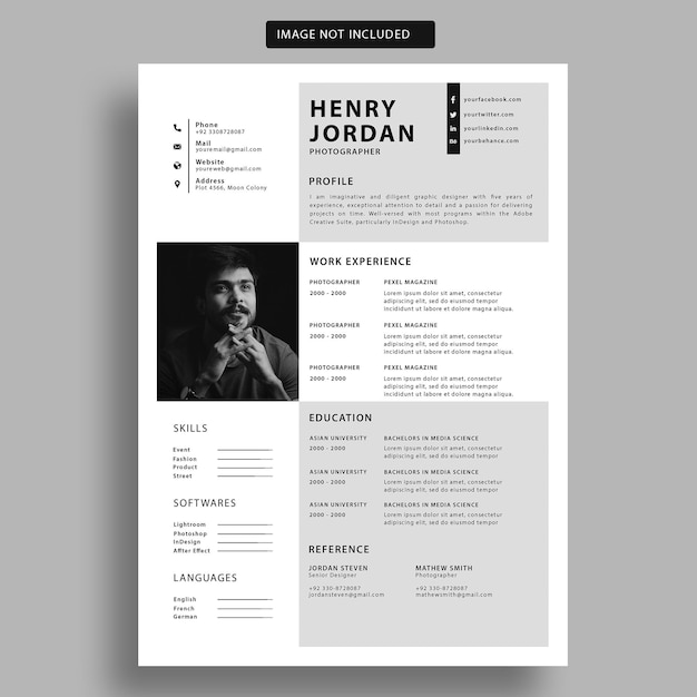 Proste minimalistyczne CV Szablon CV PSD