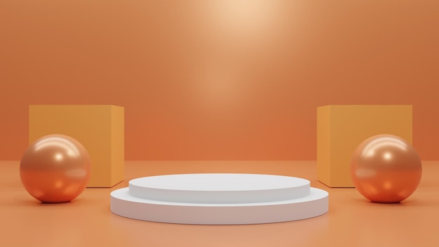 Proste podium renderowania 3D na pomarańczowym tle