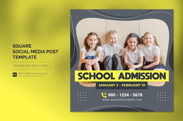PSD proste przyjęcie do szkoły edukacja square social media post szablon banera internetowego