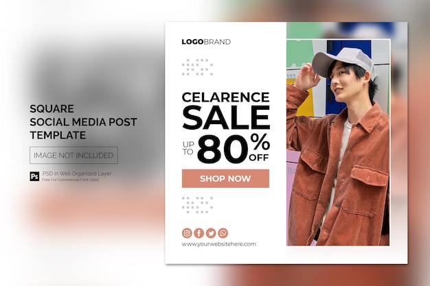 PSD prosty minimalistyczny szablon fashion square social media post banner