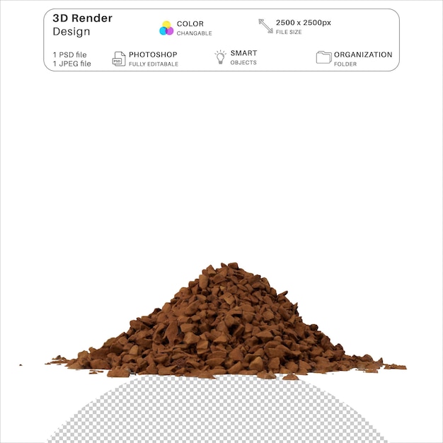 PSD proszek kawy 3d modelowanie pliku psd realistyczny proszek ziaren kawy