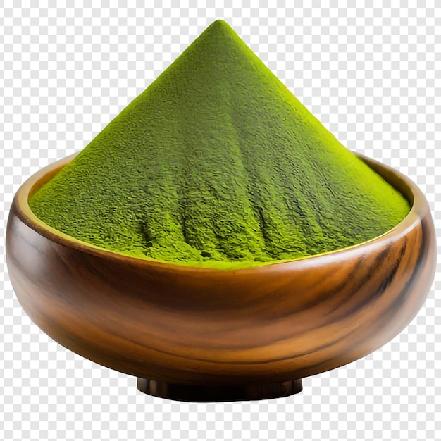 PSD proszek zielonej herbaty i png liści izolowane na przezroczystym tle premium psd