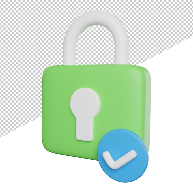protected secure privacy side view 3d rendering icon illustration on transparent background