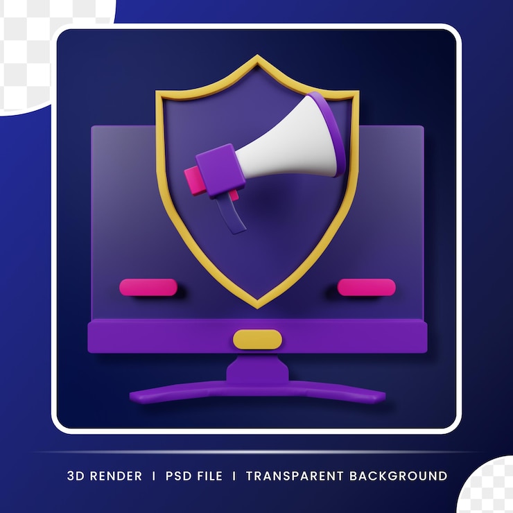 PSD protection 3d illustration protection of 3d icon illustration