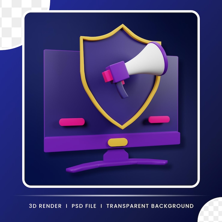 PSD protection 3d illustration protection of 3d icon illustration