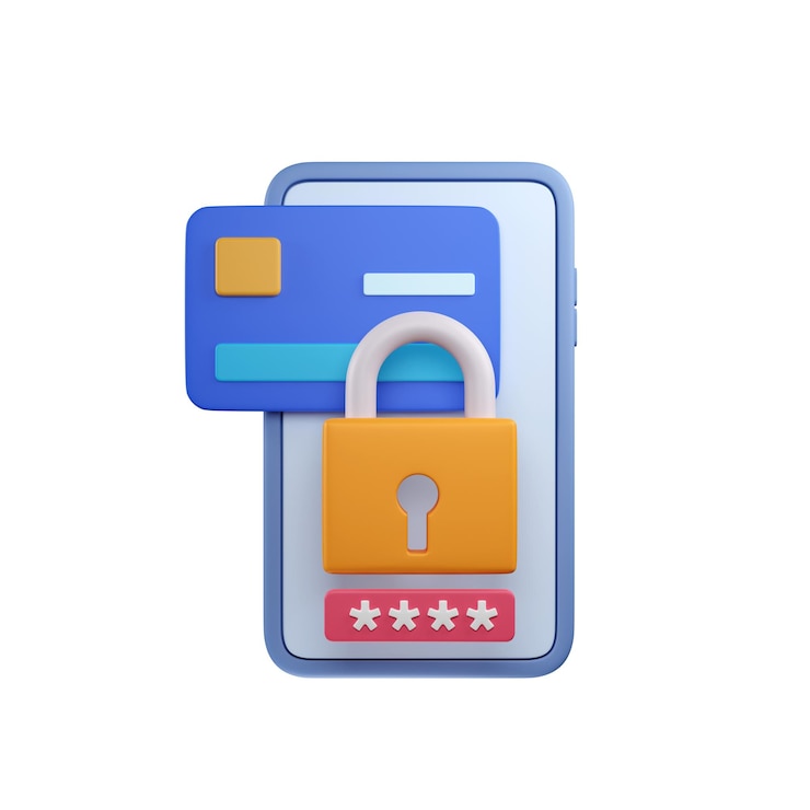 PSD protection for online payment mobile phone with creadit card and lock