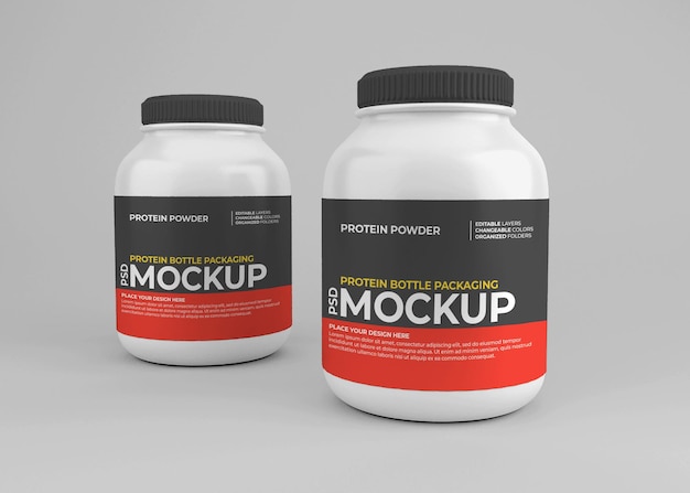 Protein powder nutrition supplement jar mockup