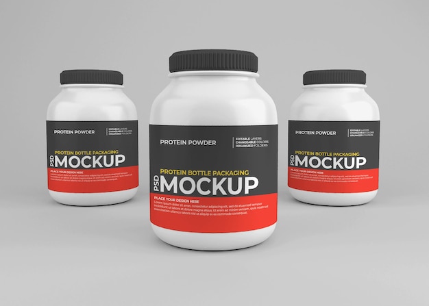 Protein powder nutrition supplement jar mockup