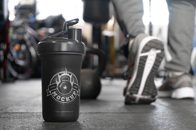 PSD protein shaker at gym mockup